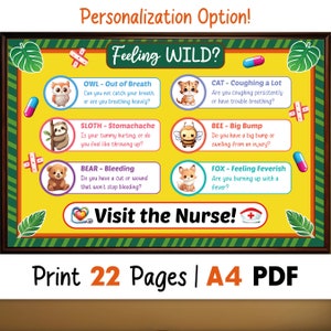 Feeling Wild Bulletin Board Kit, School Nurse Health Bulletin Board, Nurse Bulletin Board Decorations,When to Visit the Nurse Bulletin Board