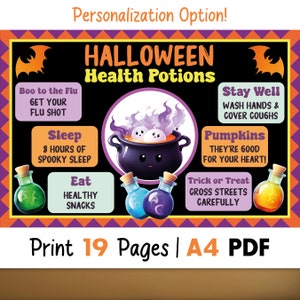 Health Potions Halloween Bulletin Board Kit, School Nurse October Bulletin Board, Boo to the Flu Bulletin, Halloween Hospital Bulletin Board