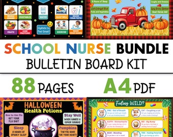 School Nurse Bulletin Board Bundle, School Nurse Bulletin Board Decorations, Health Wellness Bulletin Board Kit, School Nurse Health Display