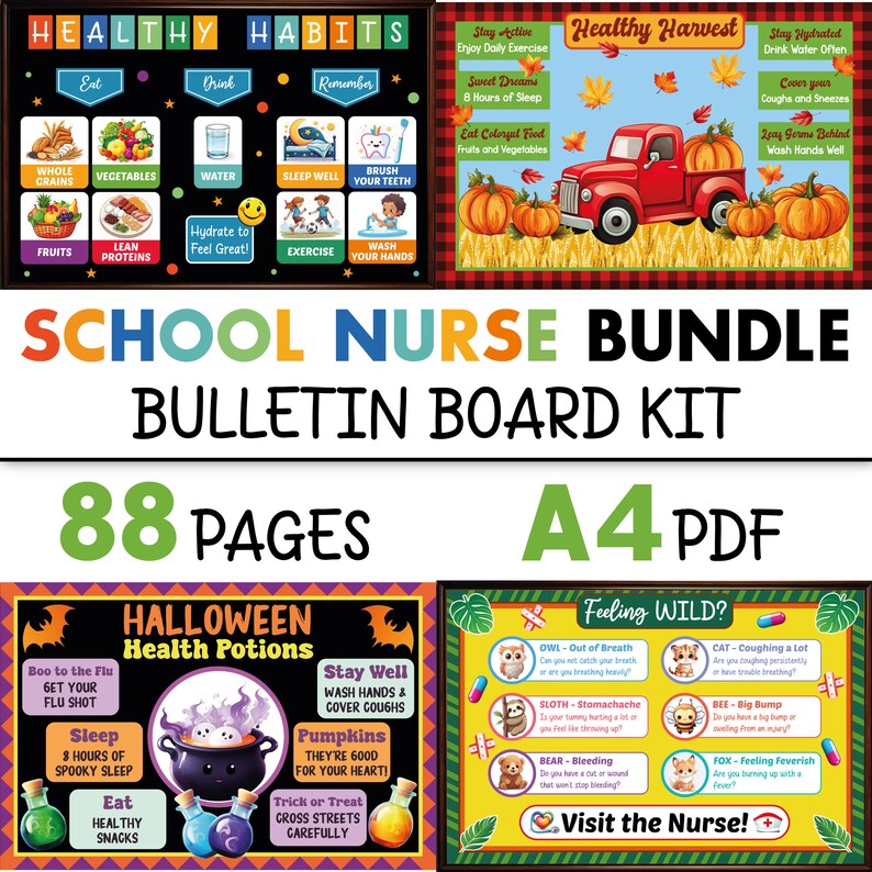 School Nurse Bulletin Board Bundle School Nurse Bulletin Etsy
