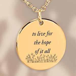 Album necklace for Music Lovers Custom Personalized Engraved Coin Necklace with Engraved Lyrics on the back