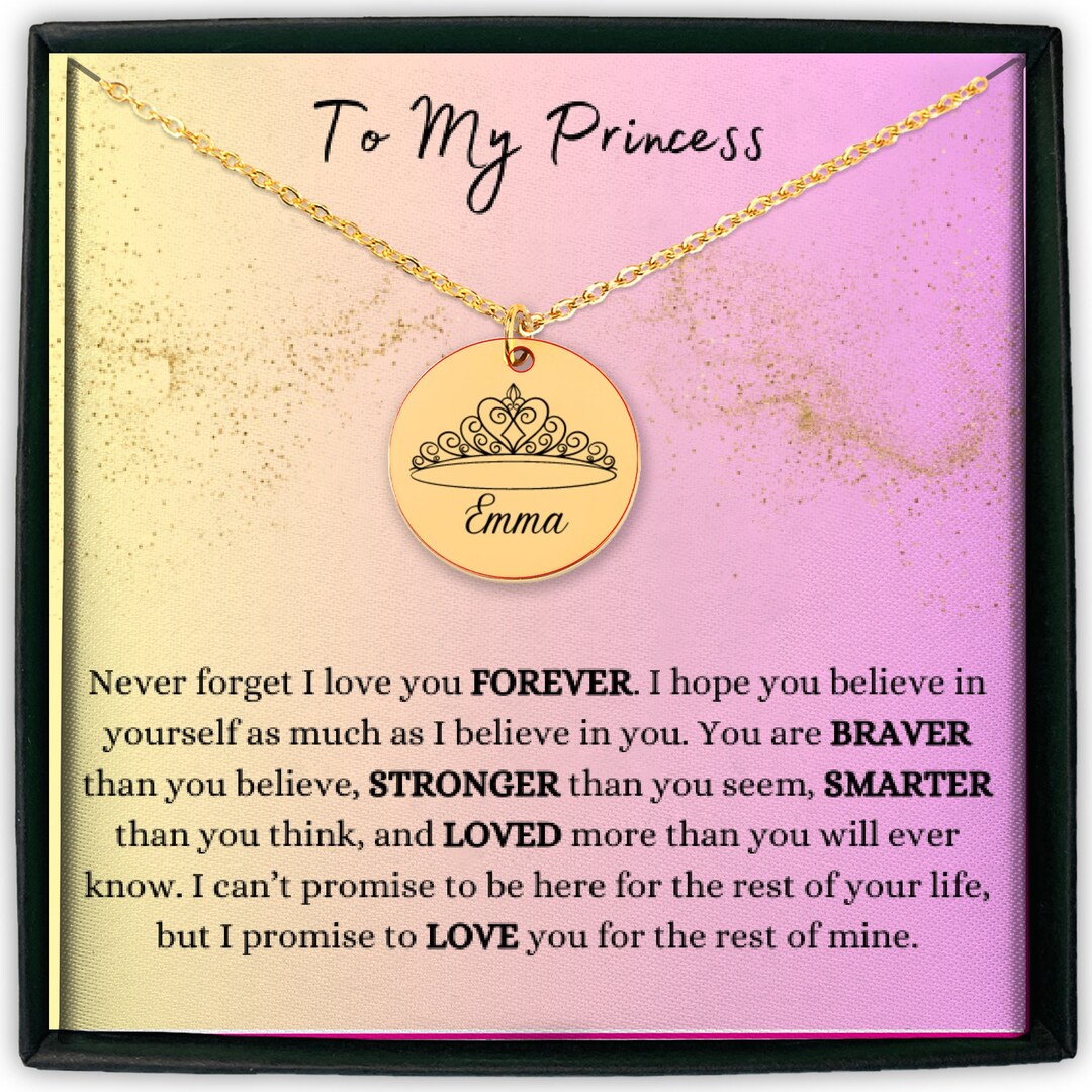 Personalized Princess Necklace: Engraved Daughter Gift - Etsy
