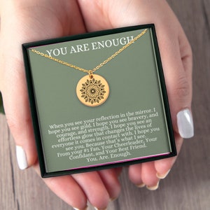 Encouragement Necklace Gift You Are Enough Necklace Personalized Engraving on Back Christmas Gift Birthday Gift Custom Jewelry Pendant