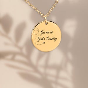 God's Country Necklace for Music Lovers Custom Personalized Engraved Coin Necklace with Engraved Lyrics on the back