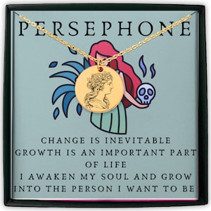 Collier de déesse grecque, collier d’oracle, carte d’affirmation de collier de Perséphone, collier de tarot, panthéon grec, bijoux de soins personnels édifiants