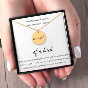Be Kind Of A Bitch Necklace, Be Kind Jewelry, Be Kind Of A Bitch, Gift For Sarcastic Friend, Affirmation Gift, Secret Message Necklace