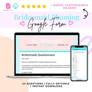 Editable Bridesmaid Party Planning Questionnaire Bridesmaid Bachelorette Bridal Party Bridesmaid Google Form Customizable Wedding Planning