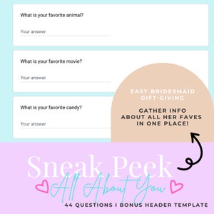 Editable Bridesmaid Party Planning Questionnaire Bridesmaid ...
