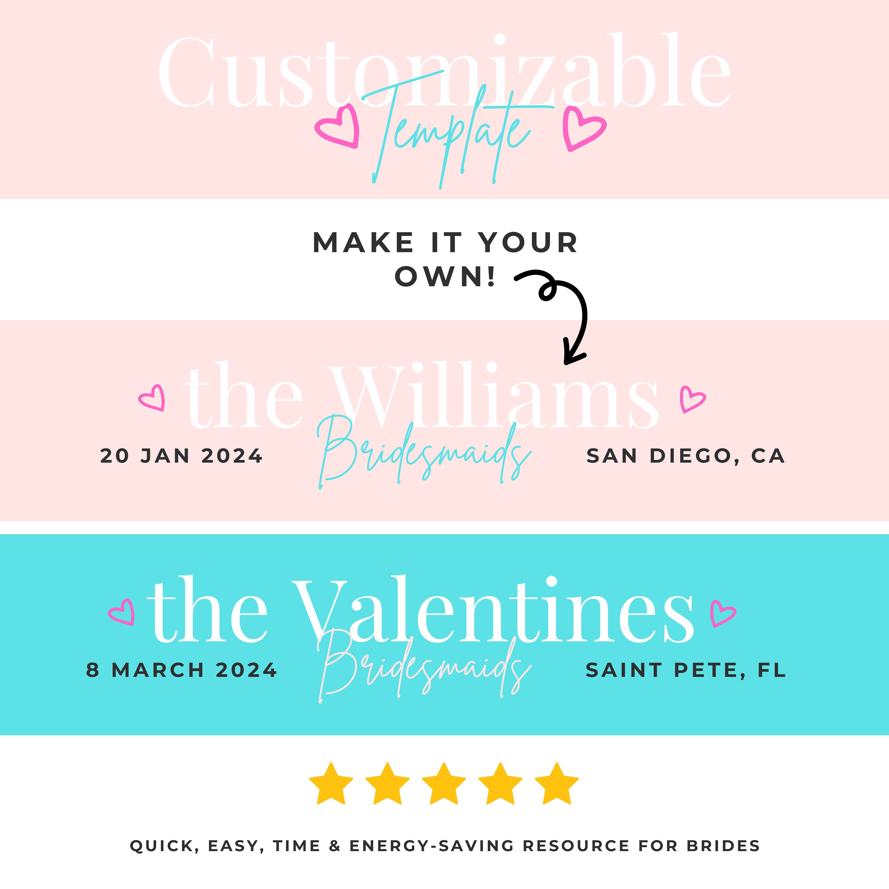 Bridesmaid Google Form Bachelorette Google Form Editable Google Form