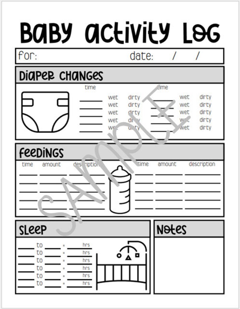 Baby Activity Log Printable PDF Download Etsy