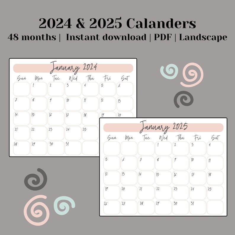 2024 2025 Minimalist Printable Calendar, Monthly Blank Calendar