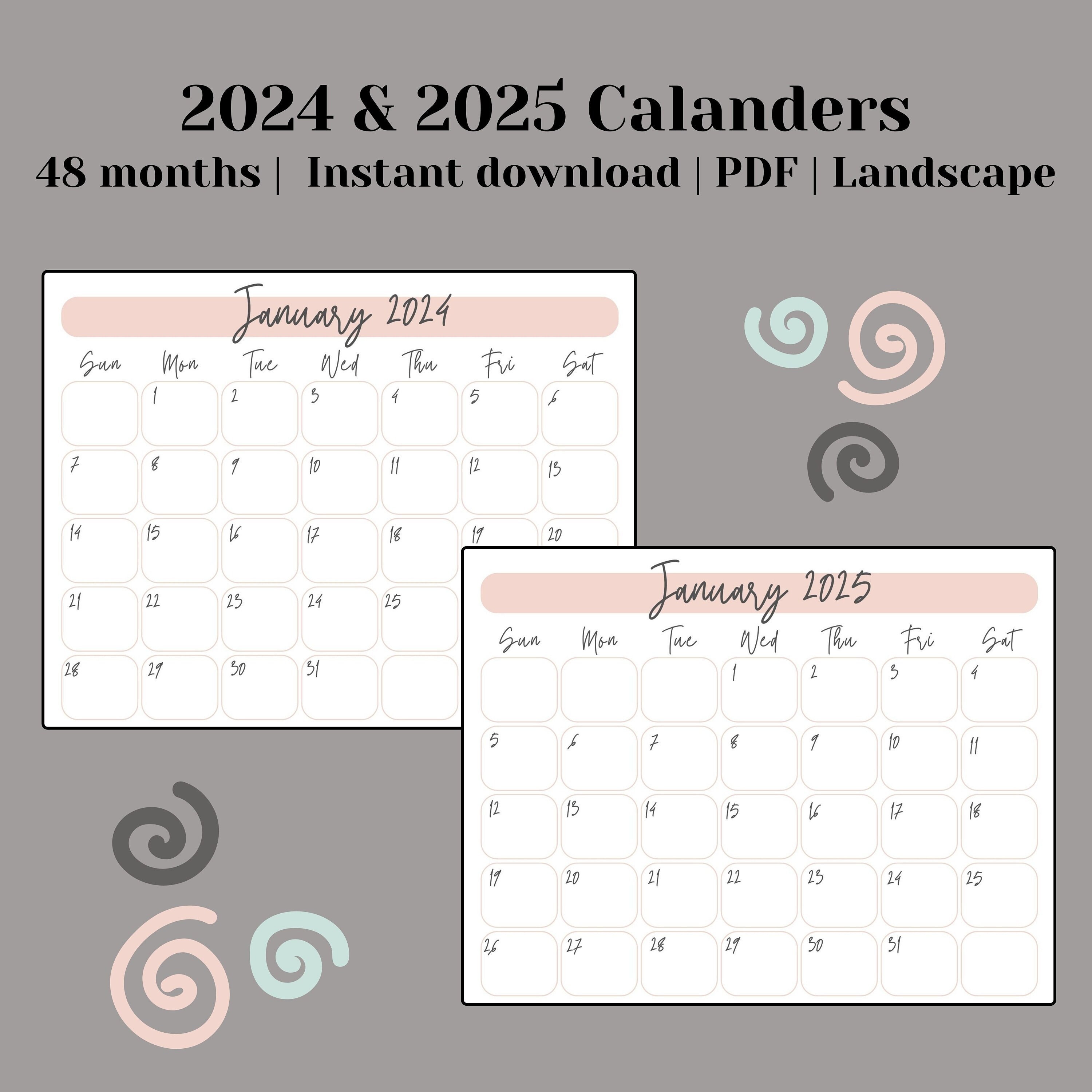 2024 2025 Minimalist Printable Calendar, Monthly Blank Calendar