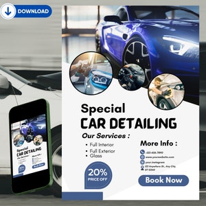 Car Detailing Flyer, Auto Services Template, Business Promotion Flyer, Social Media Flyer, car wash flyer. Vehicle Services Flyer, DIY FLYER