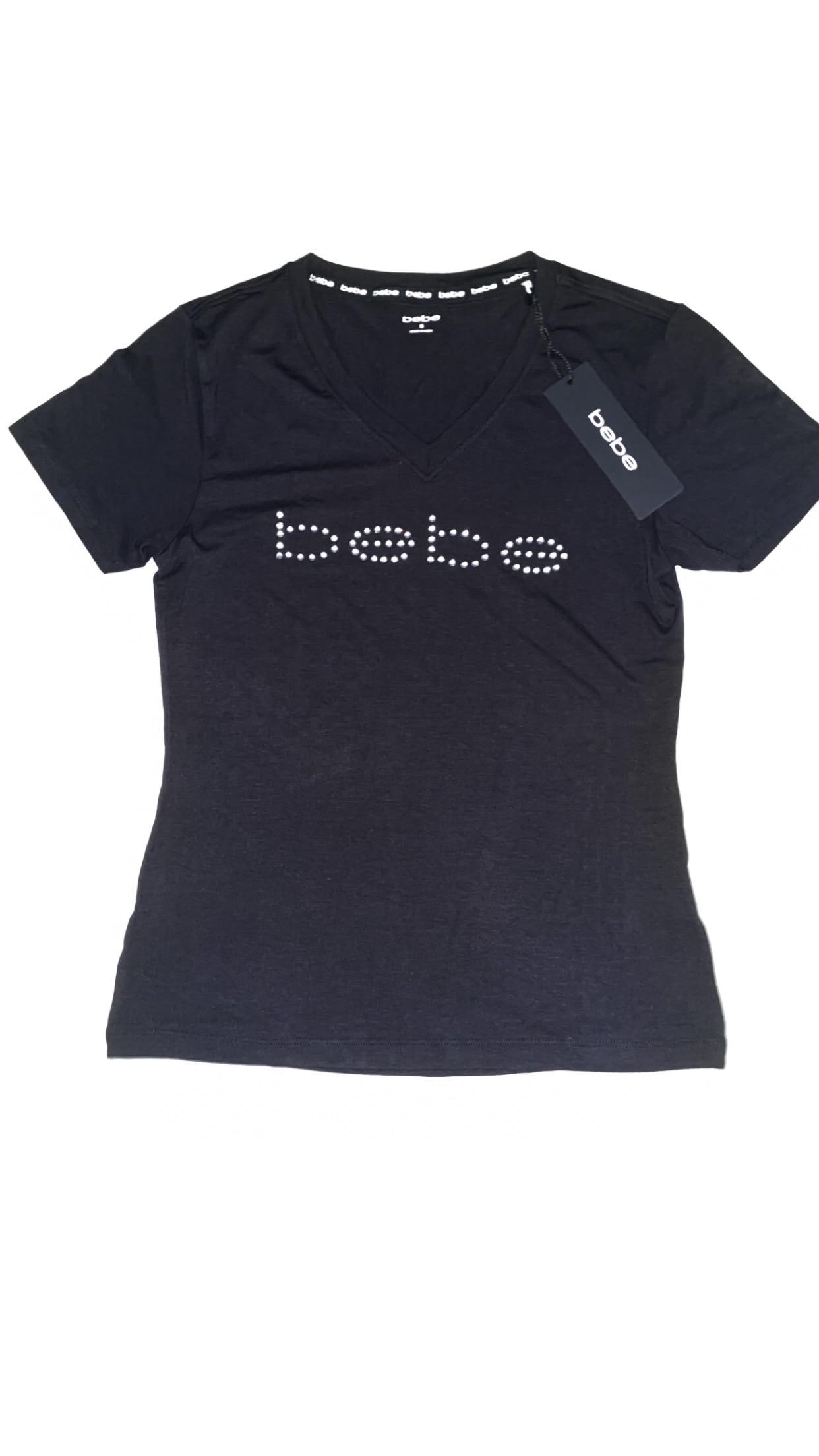 Vintage Bebe Rhinestone Logo Tee - Early 2000s Black Top - Etsy