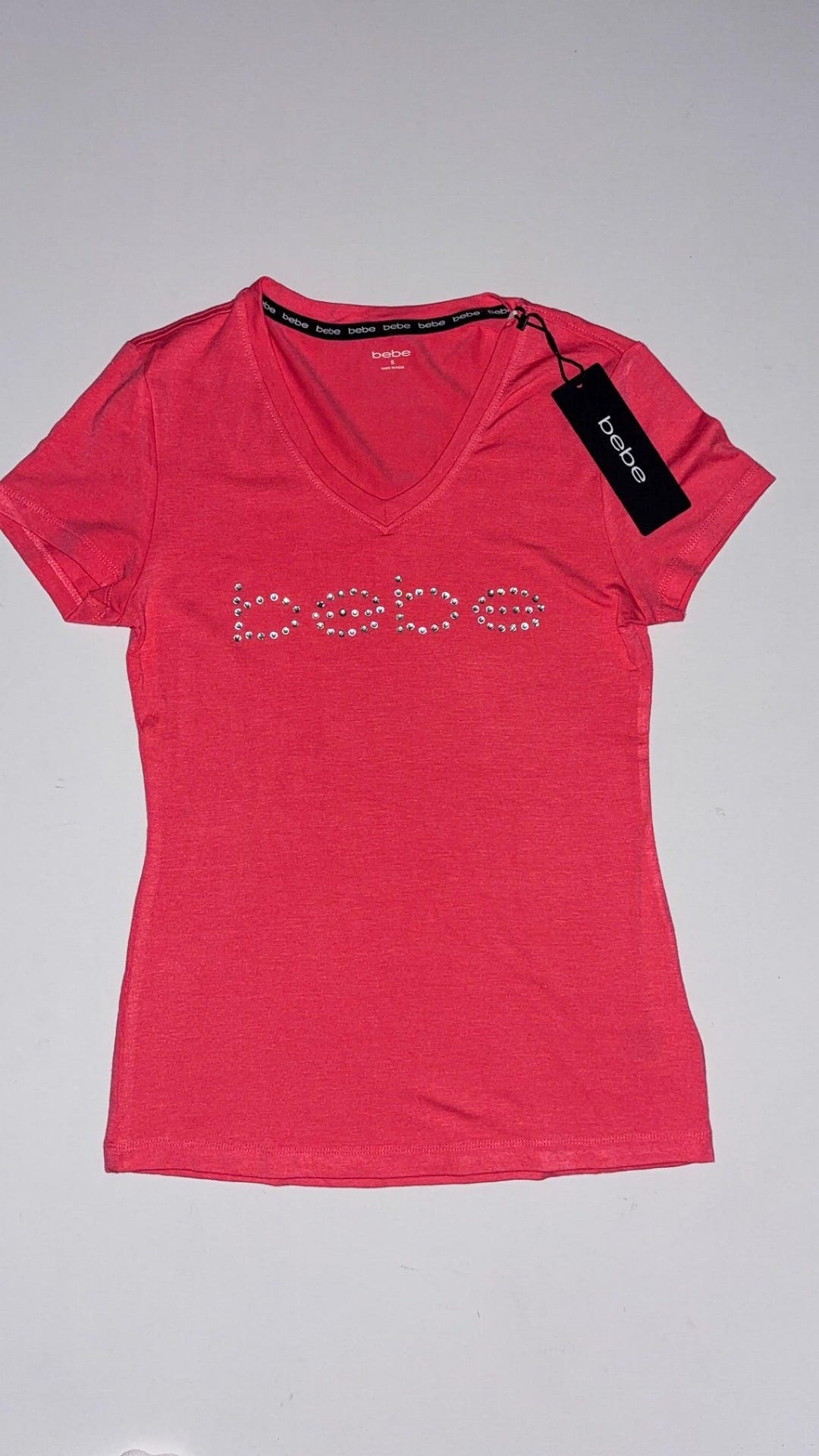 Vintage Bebe Rhinestone Logo Tee - Peach Y2K Top - Etsy