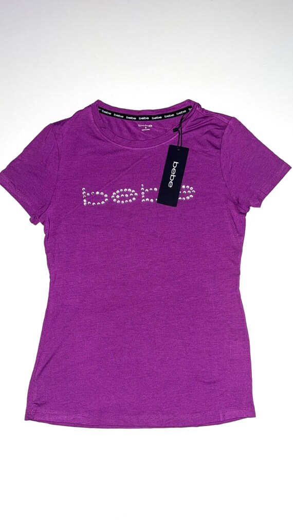 Vintage Bebe Rhinestone Logo Tee - Y2K Purple Top - Etsy