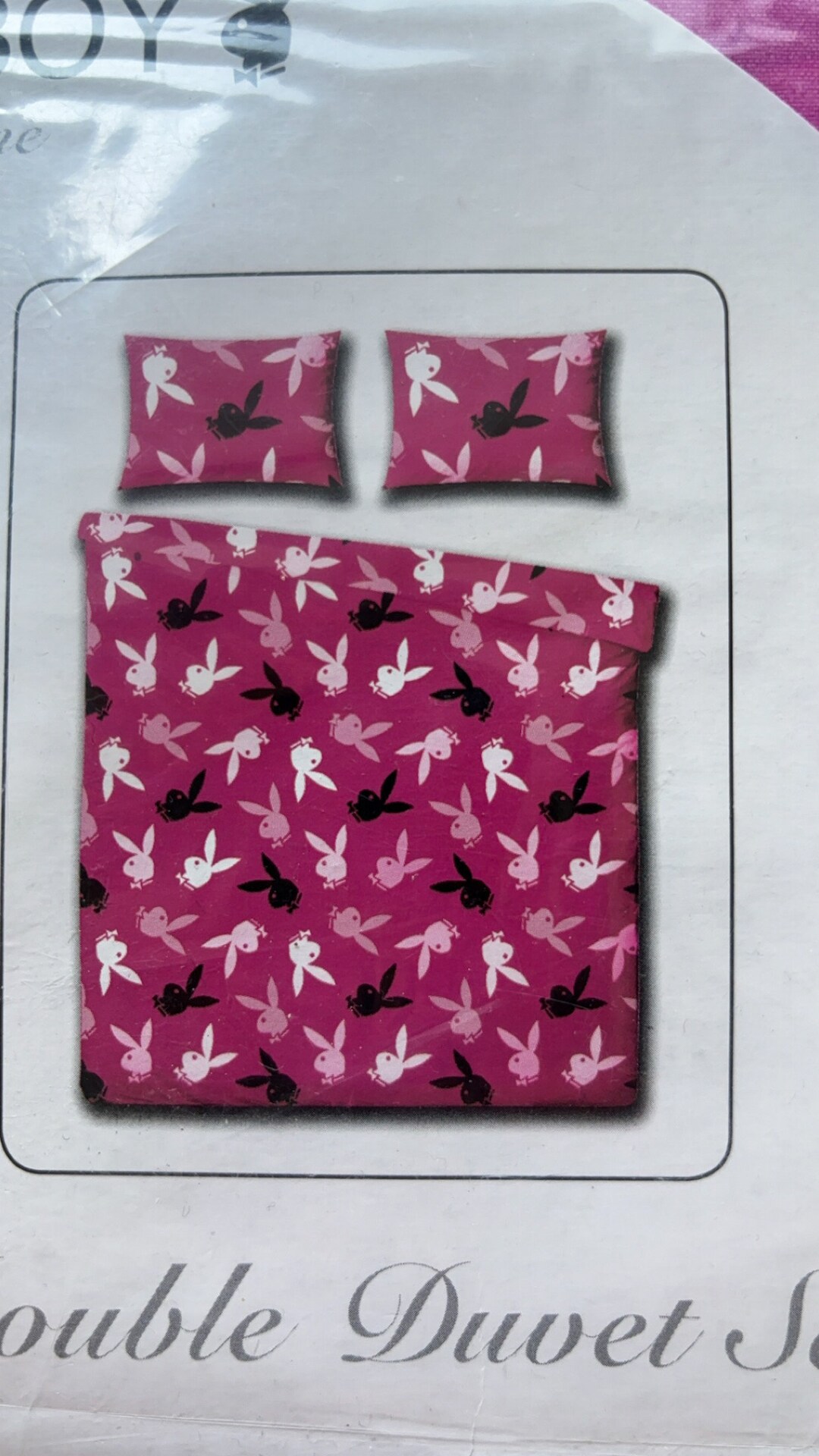 Pink Playboy Bunny Print Double Duvet Set Etsy pink-playboy-bunny-print-double-duvet-set-etsy
