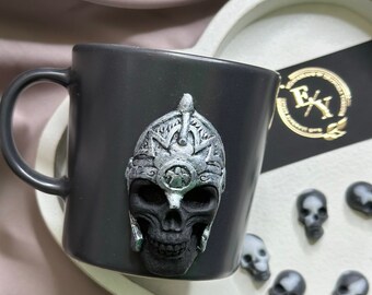 Skull Coffee Mug | Ceramic Cup | Polymer Clay Decor | Halloween Gift Idea | Gothic and Horror Art