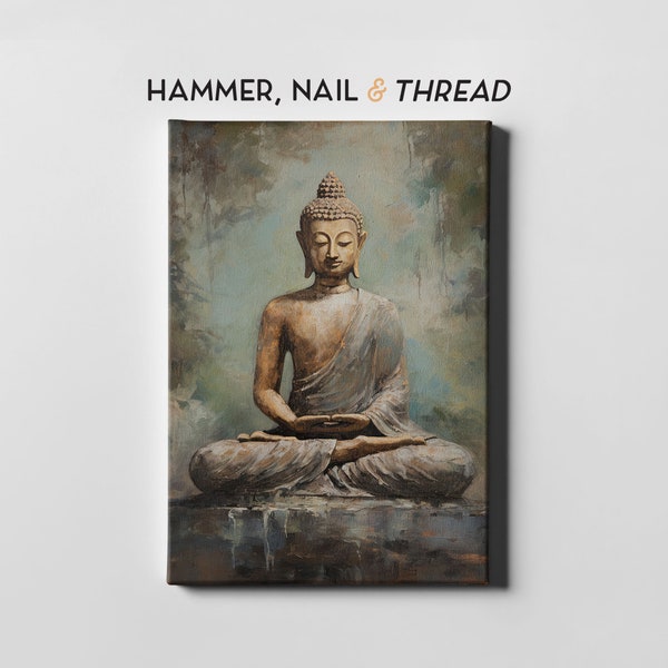 Vintage Seated Buddha Wall Art, Lotus Position Yoga Painting, Trendy Home Decor Print, Instant Digital Download, Printable Wall Art Poster