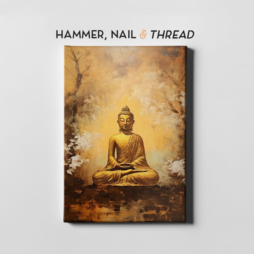 Printable Golden Buddha Wall Art Lotus Position Yoga Studio Etsy