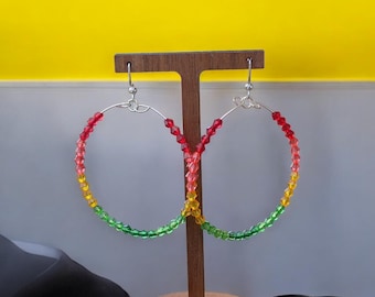 Handcrafted Multicolor Beaded Hoop Earrings: Statement Jewelry