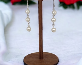Elegant Pearl Drop Earrings for Brides, Freshwater & Beaded Bridal Jewelry, Freshwater Pearl Statement Earrings, Classic Bridal Jewelry