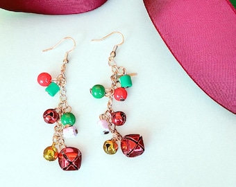Jingle Bell Cluster Earrings: Festive Christmas Holiday Jewelry
