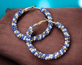 Handcrafted Beaded Hoop Earrings: Nautical Jewelry