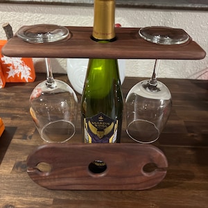 Wine. Wine caddy.  Wood Wine Glass Caddy, Wine Bottle, Home Decor, Wine, wedding gift, birthday gift, hand made, housewarming gift