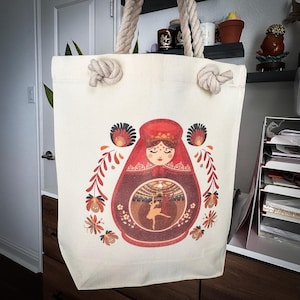 Sac fourre-tout Matriochka | Toile à motif poupées russes gigognes, style kawaii