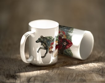 Little Red Riding Hood Iced Coffee Glass Tumbler: Fairytale Art