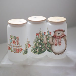 Christmas Tree Glass Tumbler: Holiday Iced Coffee Cup with Bamboo Lid