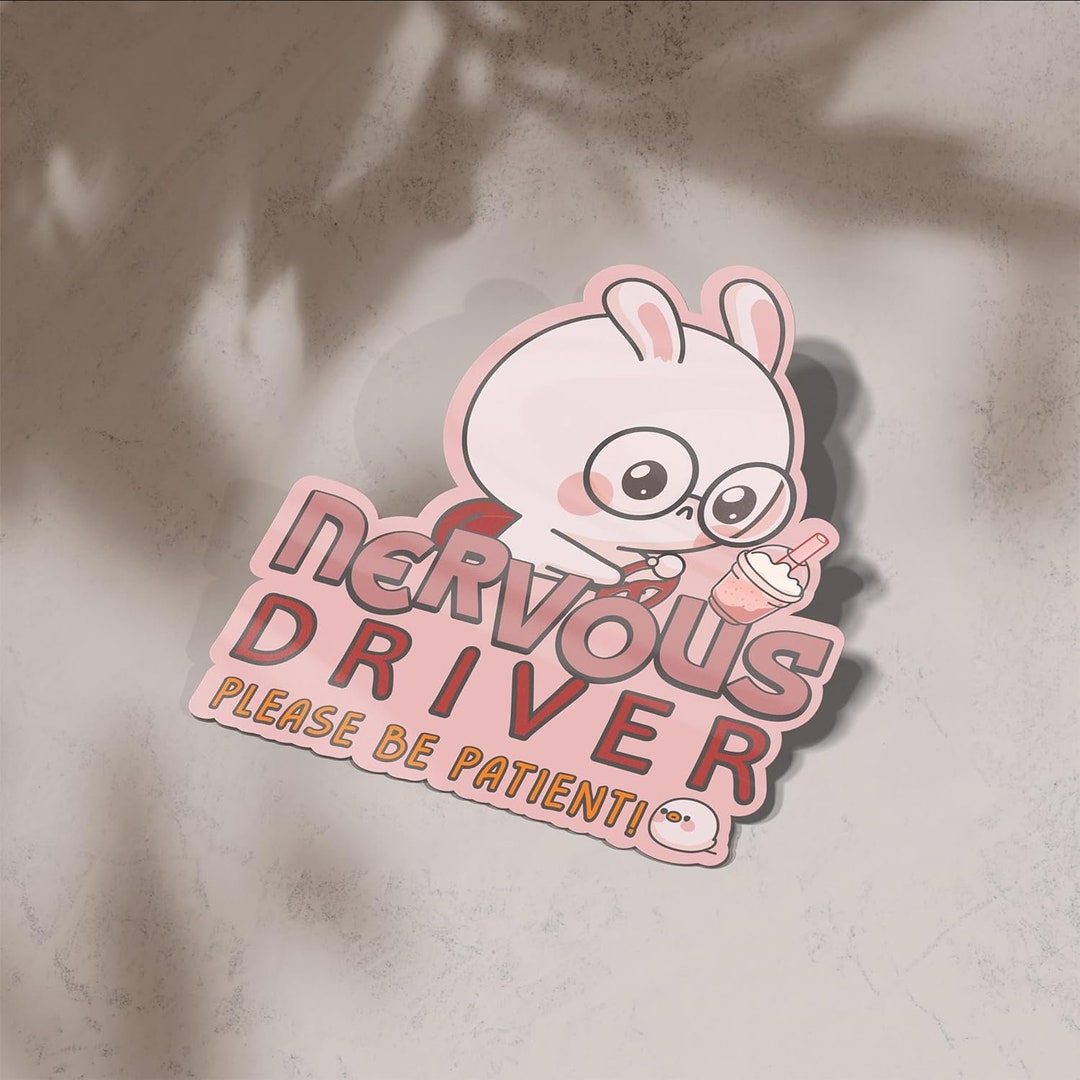 thumbnail image 2 of NERVOUS Driver Please Be Patient Car Sign – Yellow Suction Cup Window Sign – UK Made 2 of 6