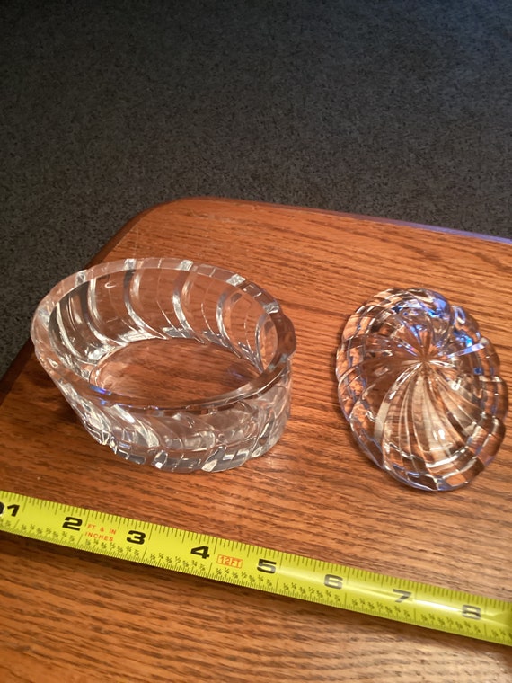 Lead Crystal Trinket Jar.  Oblong 4” by 2 3/4”.  … - image 3