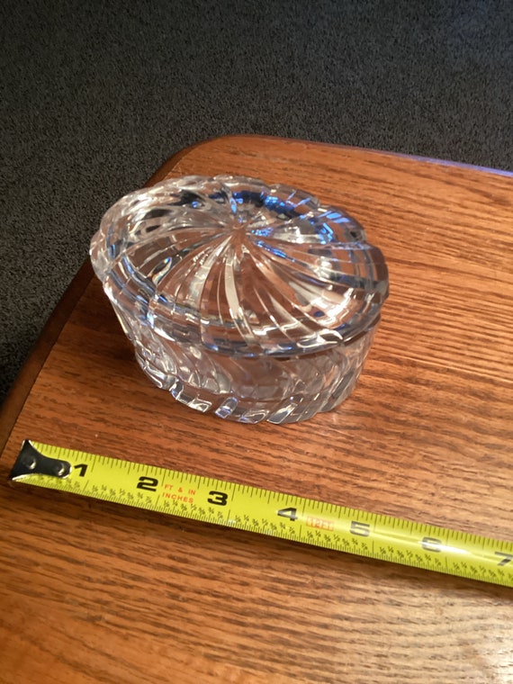 Lead Crystal Trinket Jar.  Oblong 4” by 2 3/4”.  … - image 2