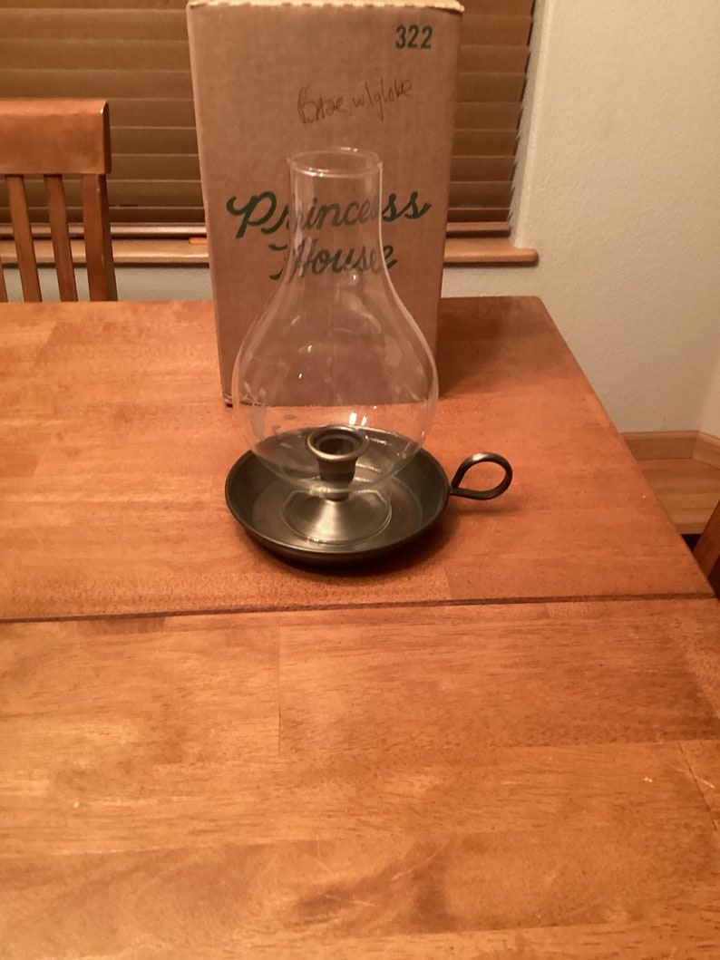 Princess House 322 Heritage Chrystal Hurricane Brass Candlestick Candle Holder. Vintage Etsy