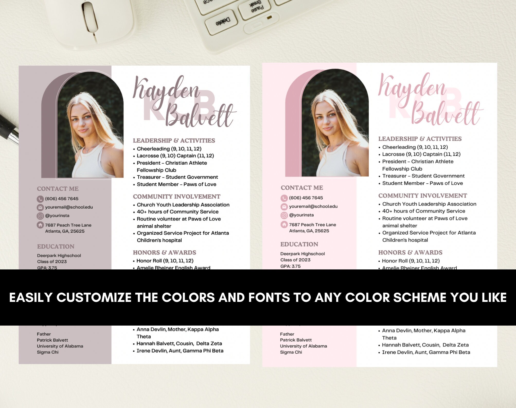 Sorority Resume Template Sorority - Il Fullxfull.5189542159 Cwen 