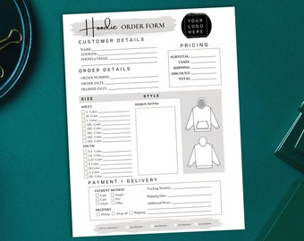 Hoodie Order Form Template Editable Sweatshirt Order Form Editable ...