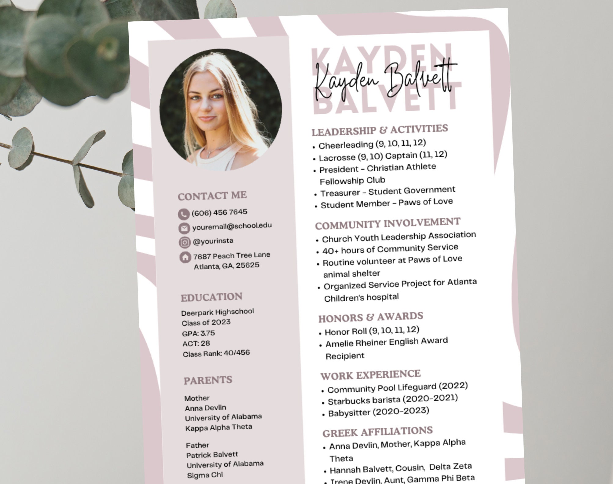 Sorority Resume Template Rush Resume - Il Fullxfull.5281632369 Ntjn 