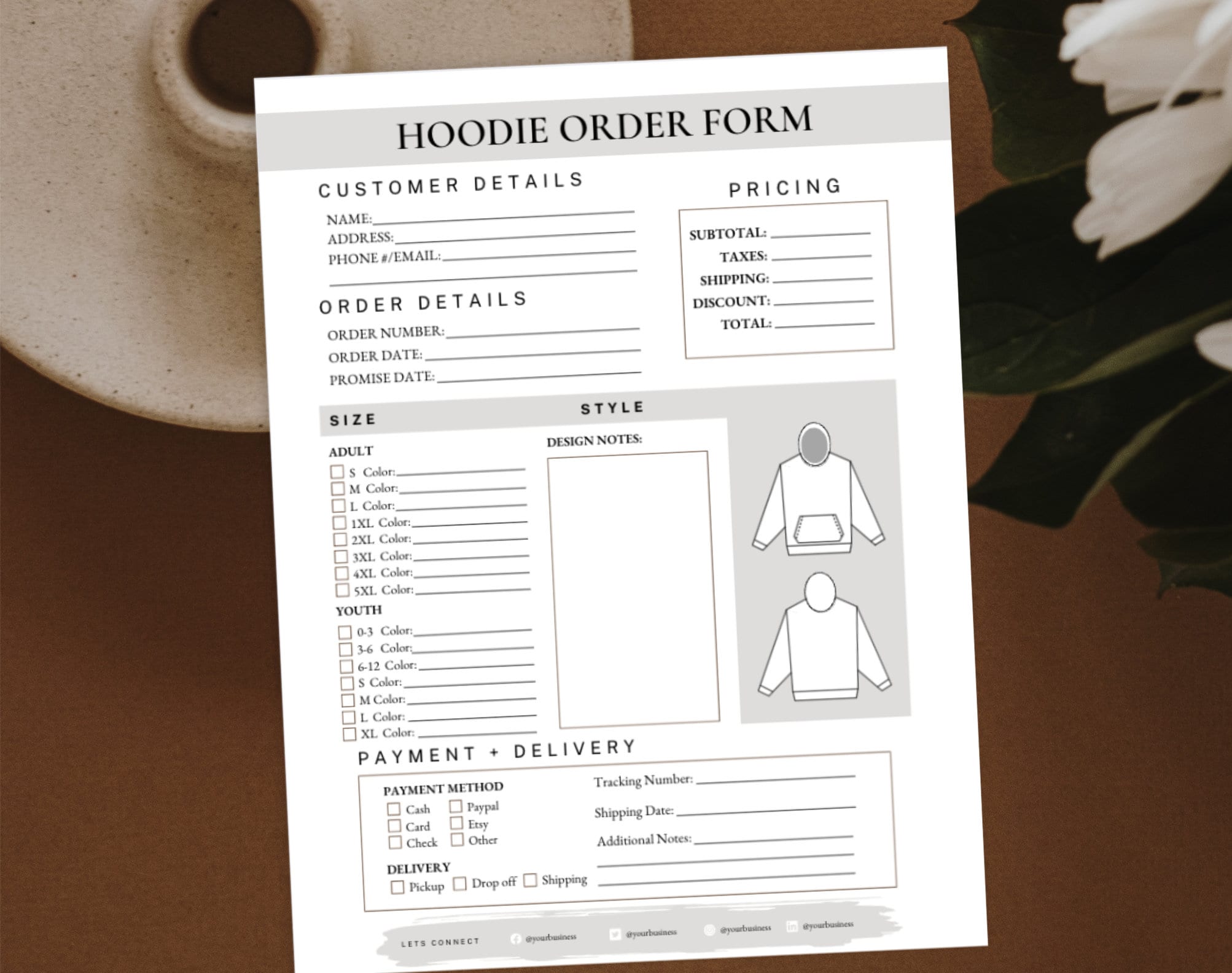 Hoodie Order Form Template Editable Sweatshirt Order Form Editable Hoodie Order Form Template Editable Sweatshirt Order Form Editable