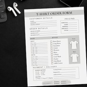 TShirt Order Form Template Editable T Shirt Order Form Editable Business Templates Custom T-Shirt Order Form Minimalist TShirt Order Form