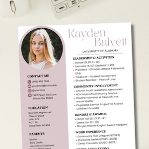 Sorority Resume Template: Elegant Rush Recruitment Resume (Digital Download)