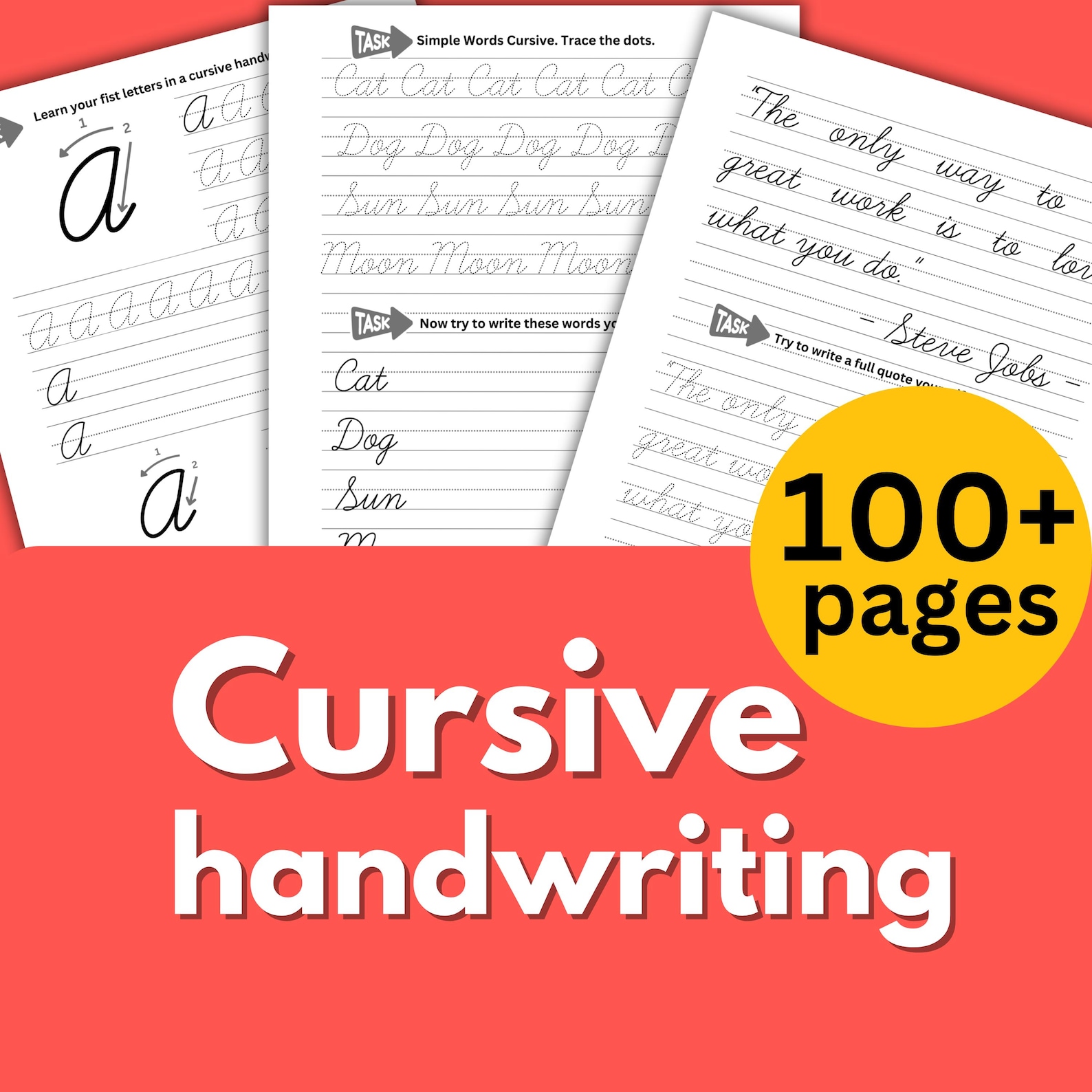 Cursive Handwriting Practice Worksheets for Teens and Adults. Tracing