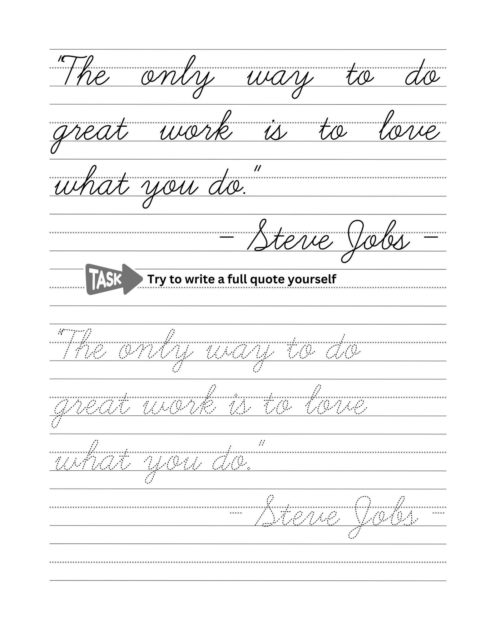 Cursive Handwriting Practice Worksheets for Teens and Adults. Tracing
