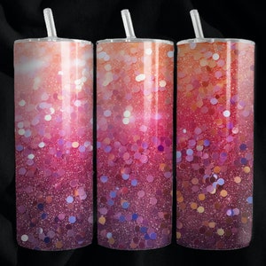 Pink Shinny Glitter Sublimation Tumbler Wrap [20oz, 9.2 x 8.3”, PNG] Girly DIY Crafters Designs. Instant Download file