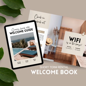 Mall för Airbnb-välkomstbok | Modern gästguide för strandsemesterbostäder | Gästbok för korttidsuthyrning | Guide till kusthus, Canva-mall