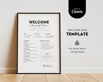 Minimalistische Airbnb-welkomstbordsjabloon | Moderne huisregels (digitale download)