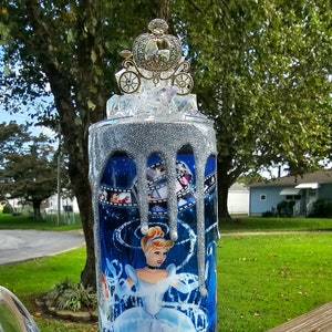 Princess Fairytale 20oz Skinny Tumbler With Jewel Carriage Topper - *Extra Lid Included