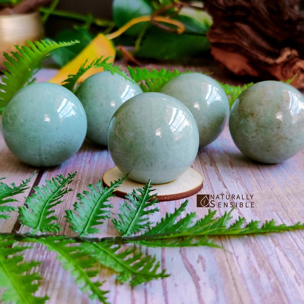 Green Aventurine Sphere, Gemstone Ball, Healing Crystal Globe, Meditation Stone, 1.6 Inch Decor, Energy Balance Orb, Nature Inspired