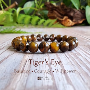 Tiger Eye Bracelet, Elastic Bead, 8mm Round Beads, Natural Stone Jewelry, Men's Women's Unisex, Healing Energy Accessory, Clarity Courage